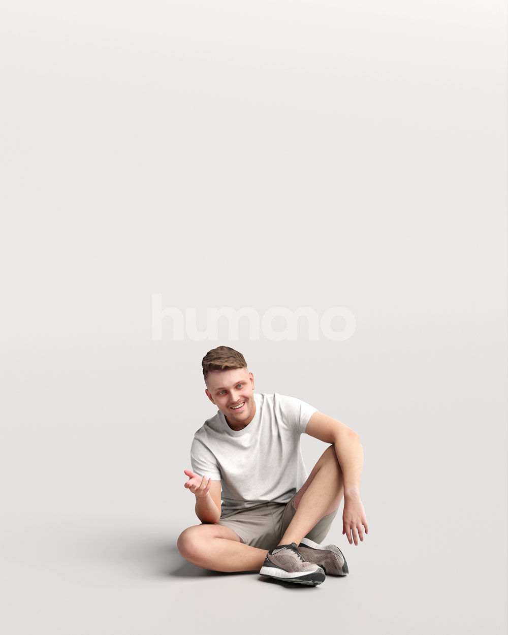 Humano casual sitting man - summer outfit -03418-61 3D model_3