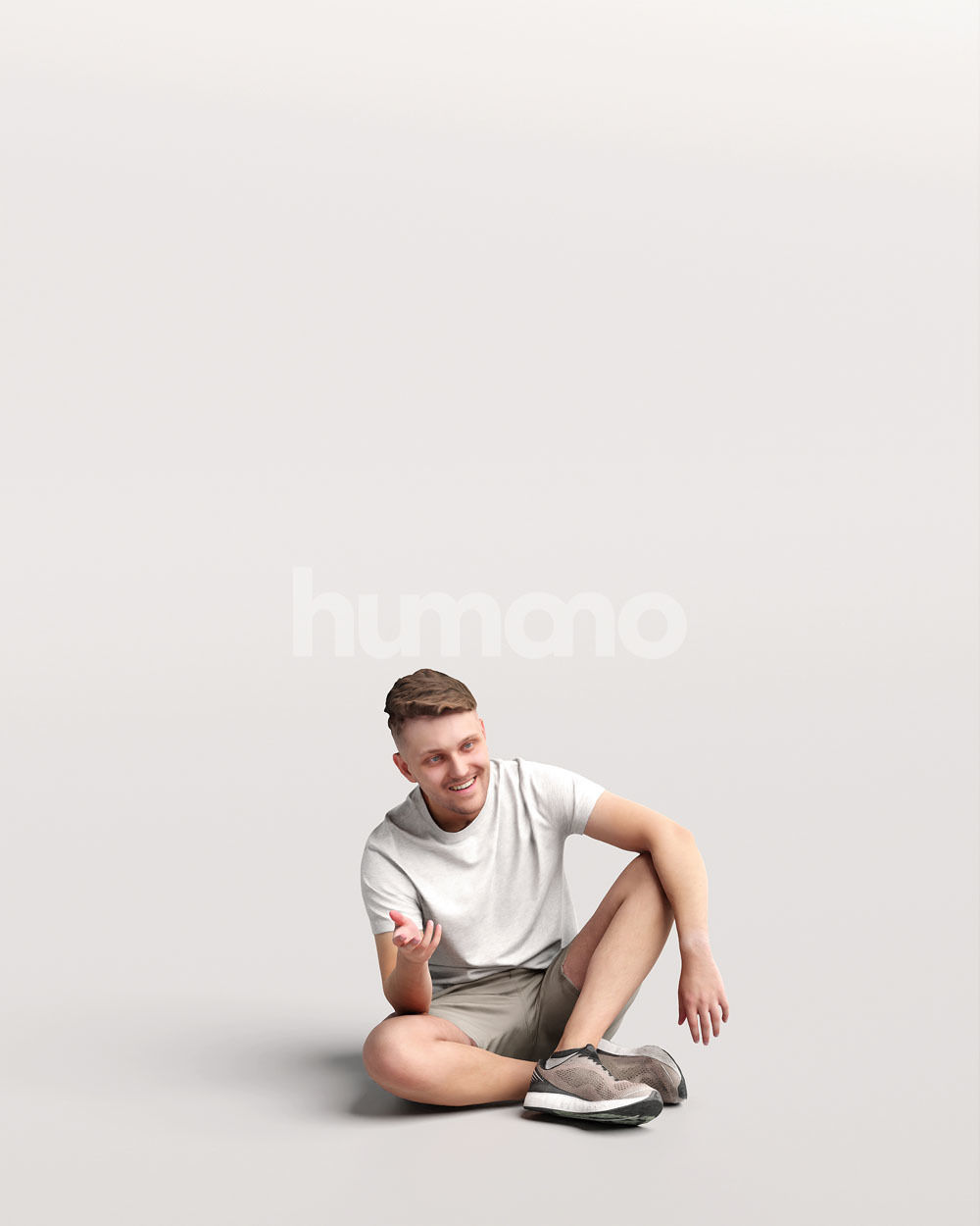 Humano casual sitting man - summer outfit -03418-61 3D model_1