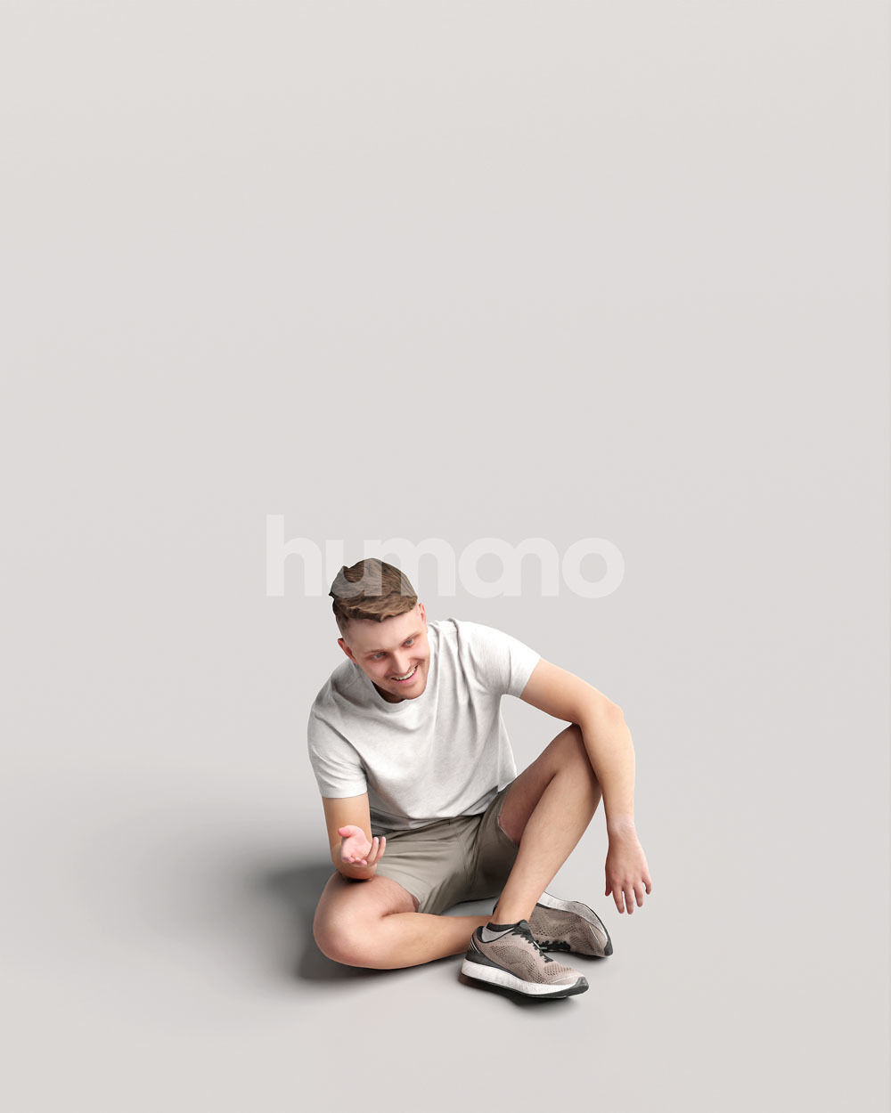Humano casual sitting man - summer outfit -03418-61 3D model_6