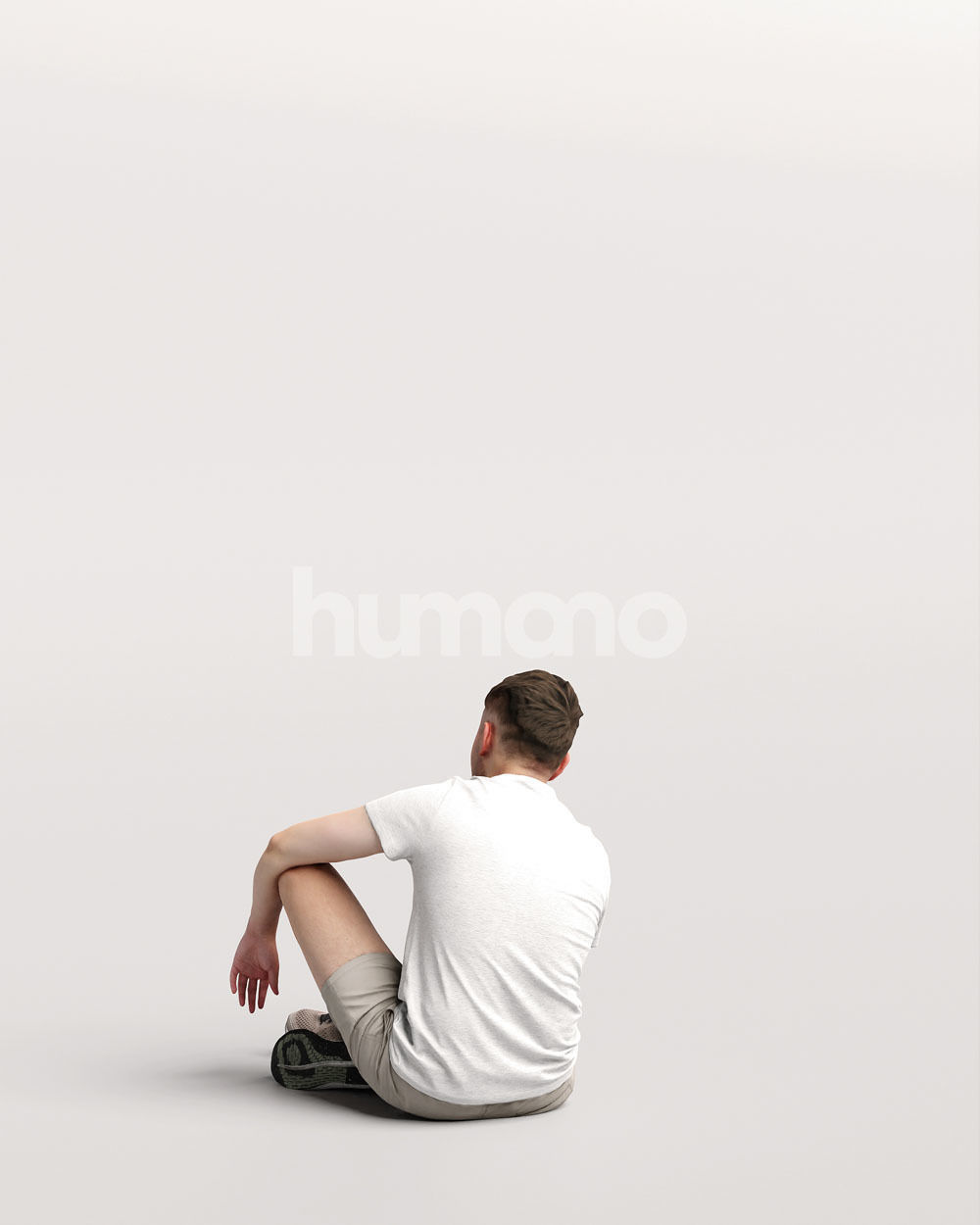 Humano casual sitting man - summer outfit -03418-61 3D model_4