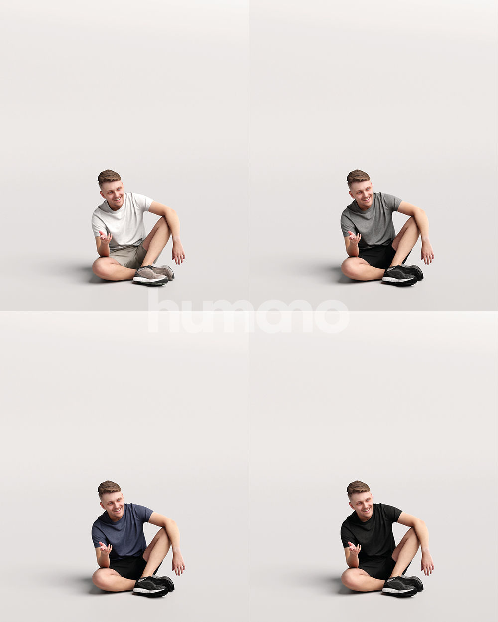 Humano casual sitting man - summer outfit -03418-61 3D model_11