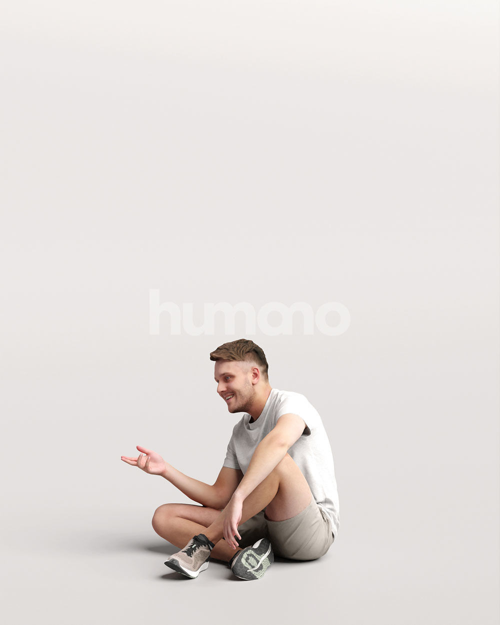 Humano casual sitting man - summer outfit -03418-61 3D model_5