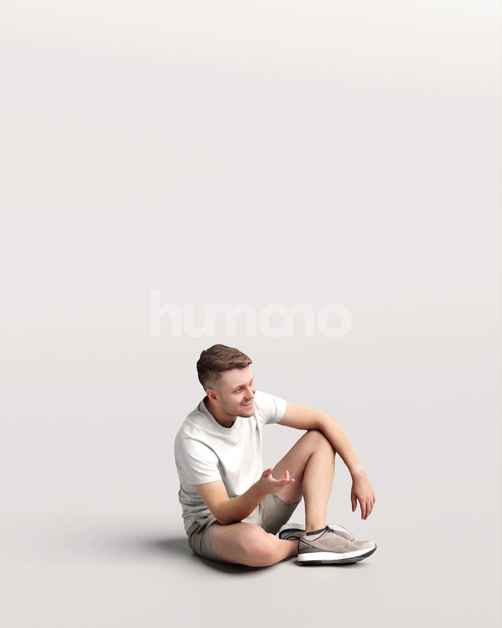 Humano casual sitting man - summer outfit -03418-61 3D model_2