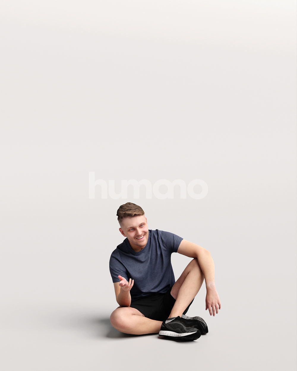 Humano casual sitting man - summer outfit -03418-61 3D model_8