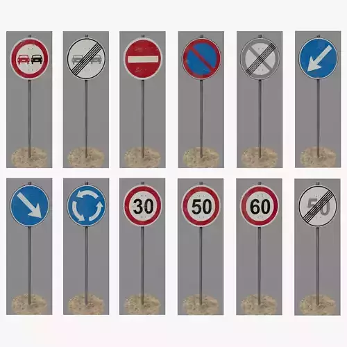 Road Signs Pack 01 3D Model Collection