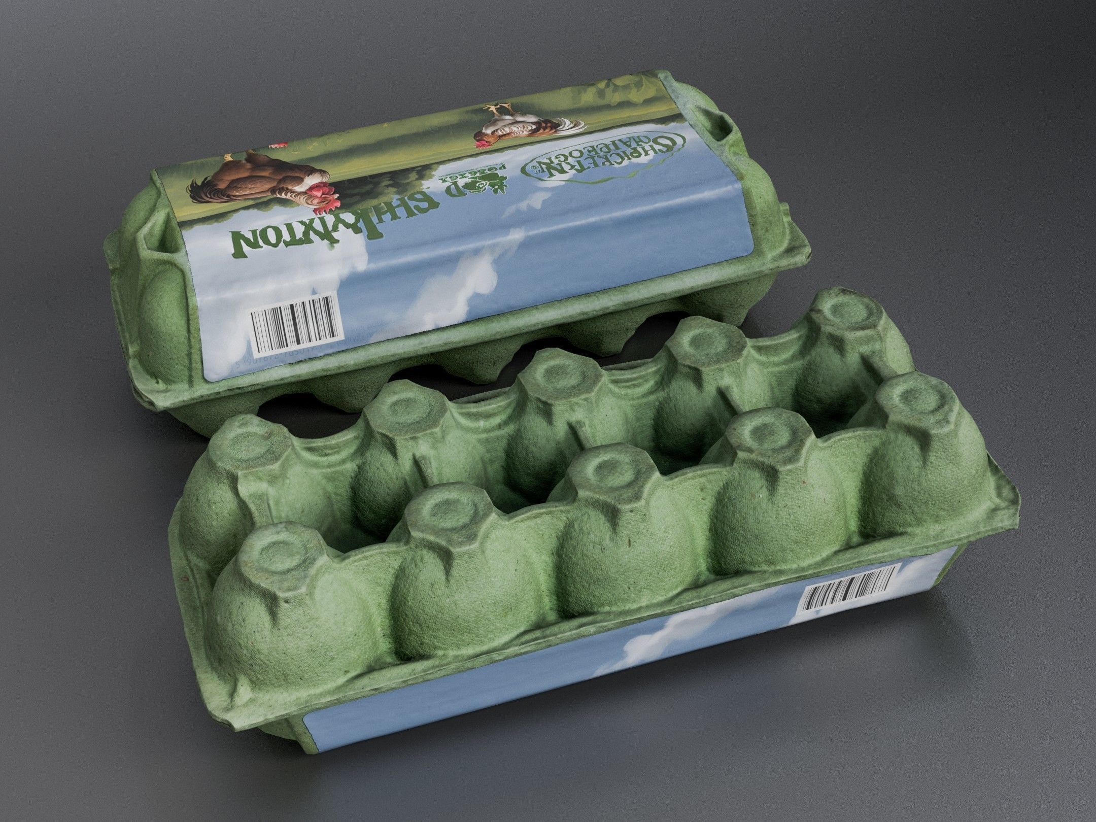 Egg carton - PBR - Low-poly 3D model_2