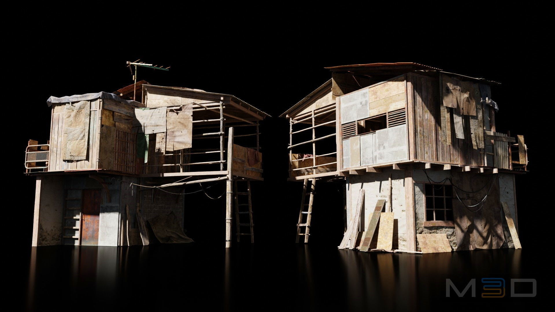 Abandoned Buildings Low-poly 3D model_6