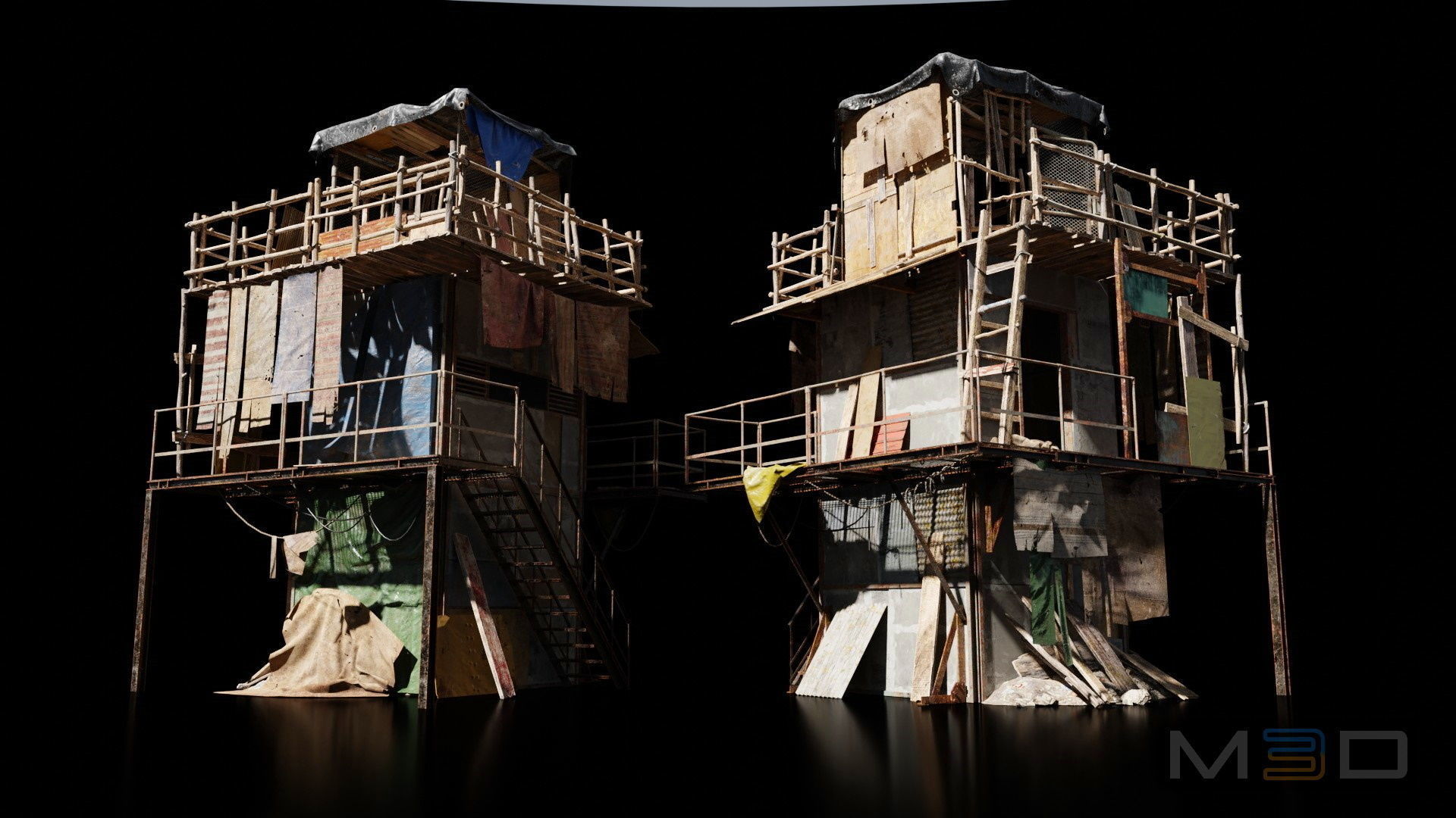 Abandoned Buildings Low-poly 3D model_7