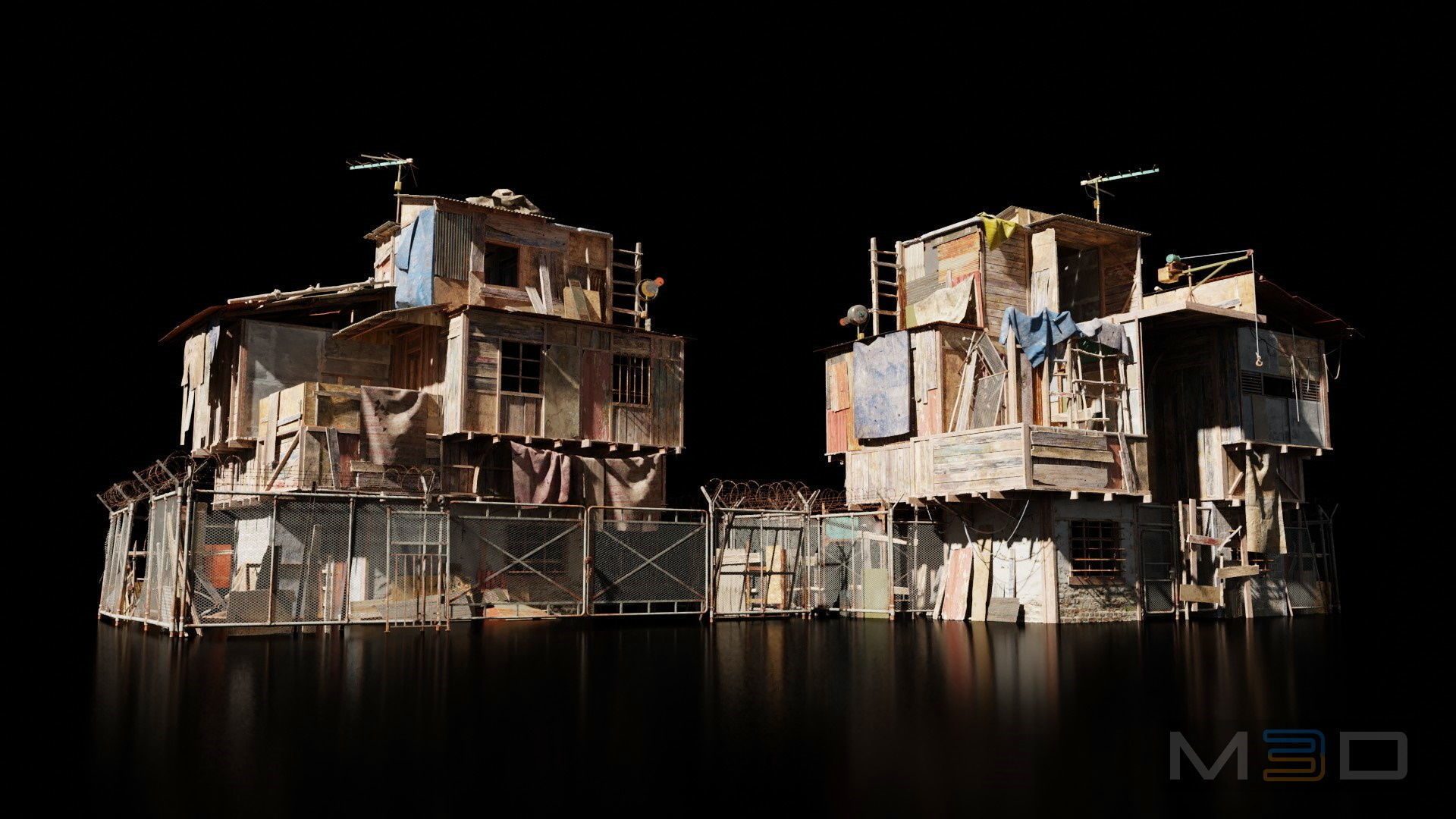 Abandoned Buildings Low-poly 3D model_2