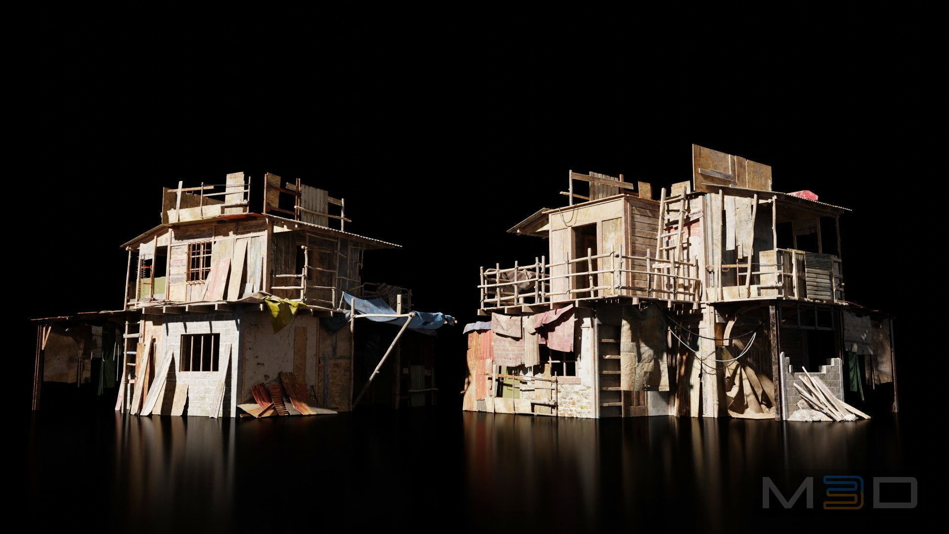 Abandoned Buildings Low-poly 3D model_5