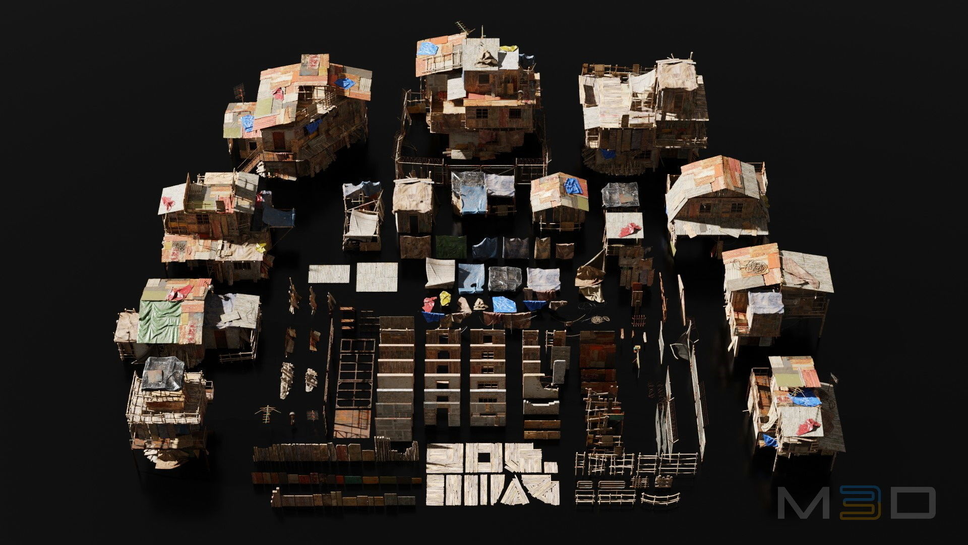 Abandoned Buildings Low-poly 3D model_1