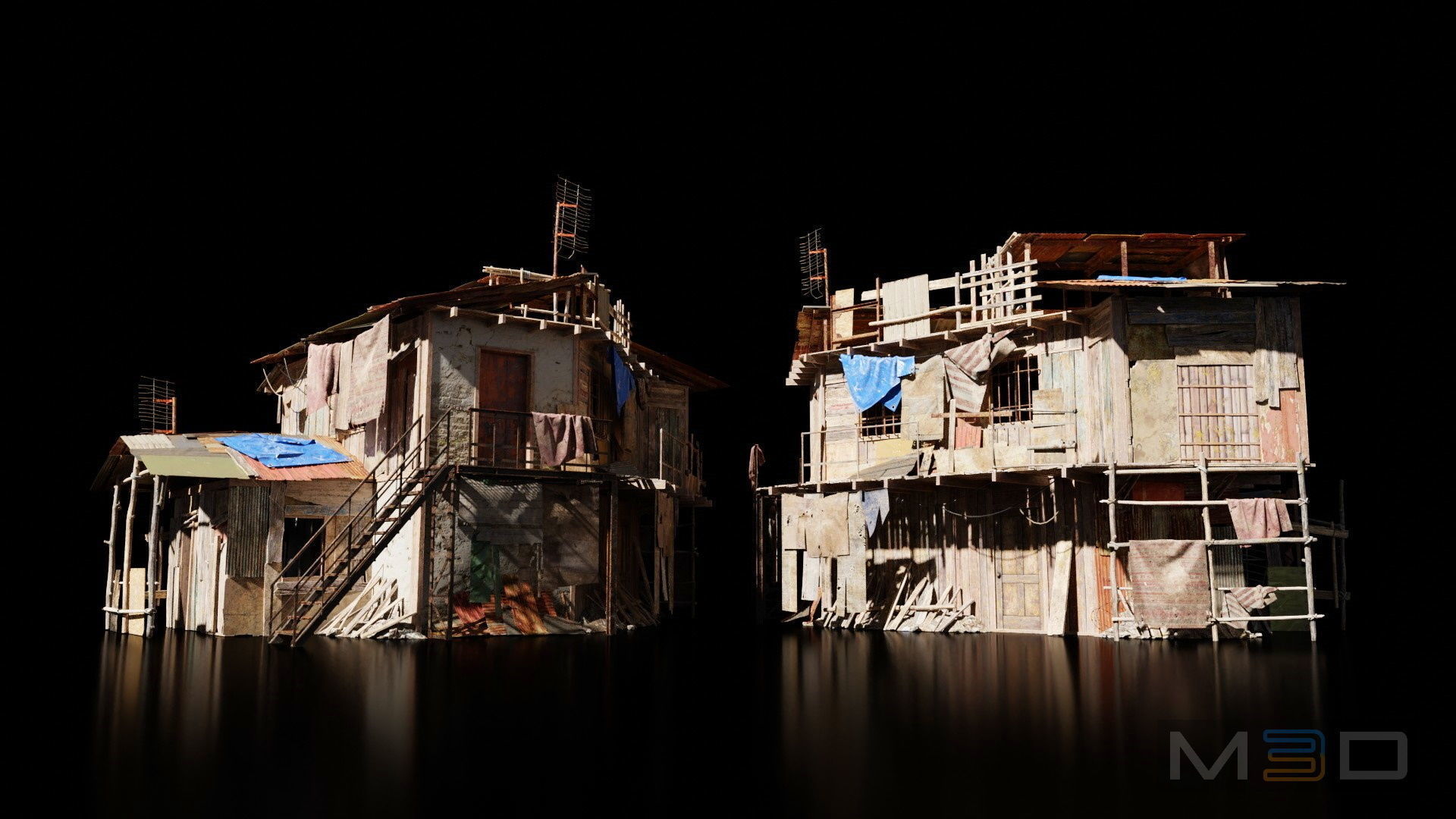 Abandoned Buildings Low-poly 3D model_3