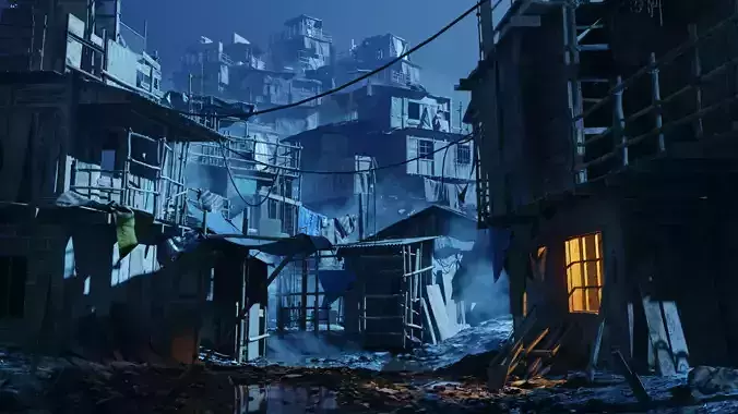 Abandoned Buildings Low-poly 3D model