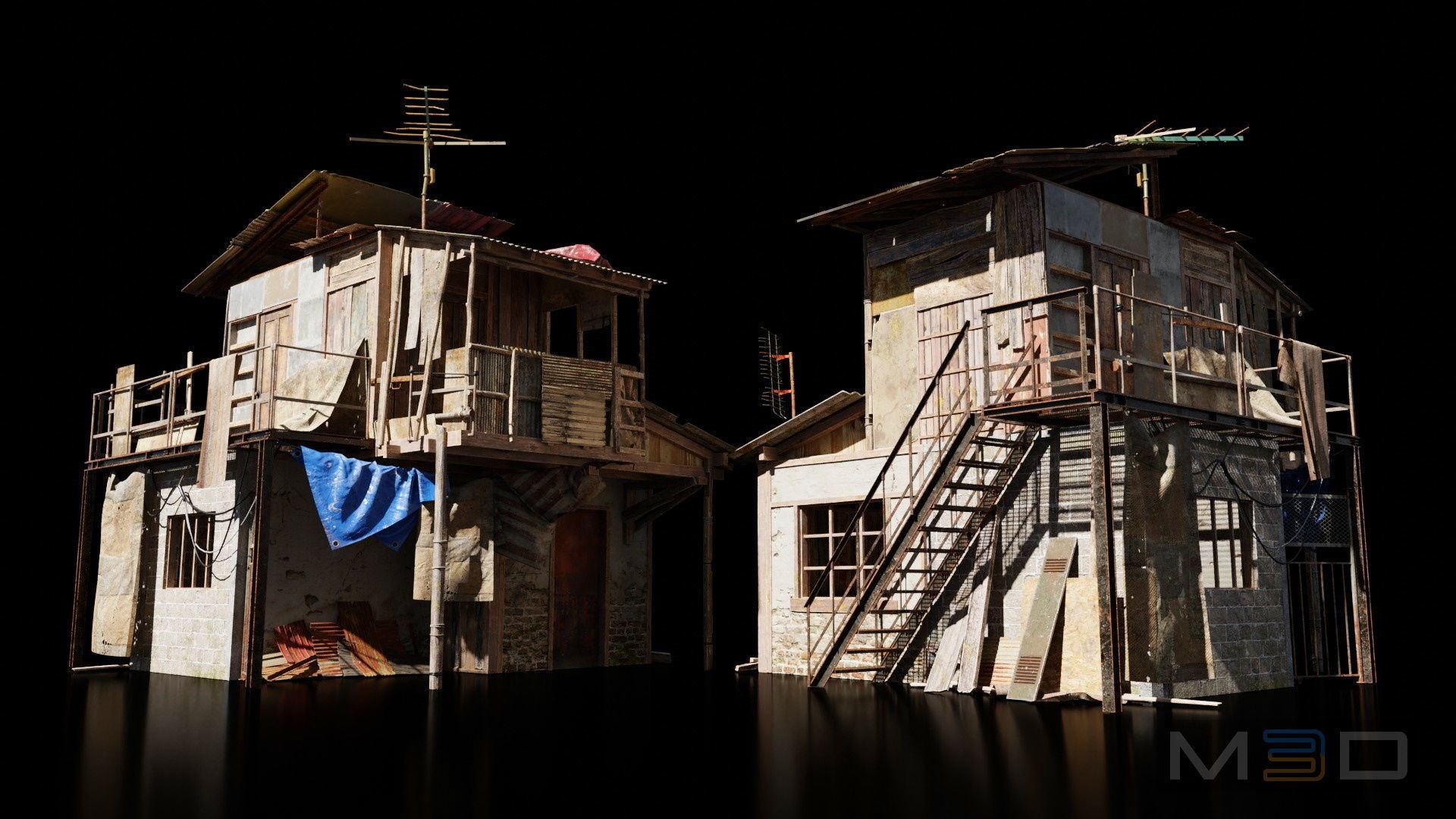 Abandoned Buildings Low-poly 3D model_10
