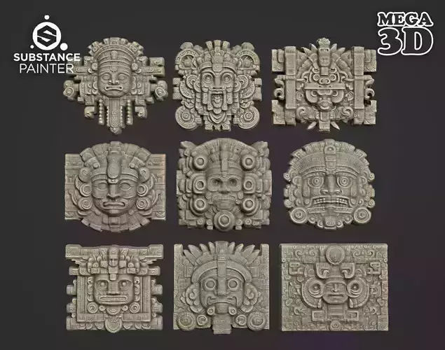 Low poly Mayan Temple Wall Decor 231201 3D model