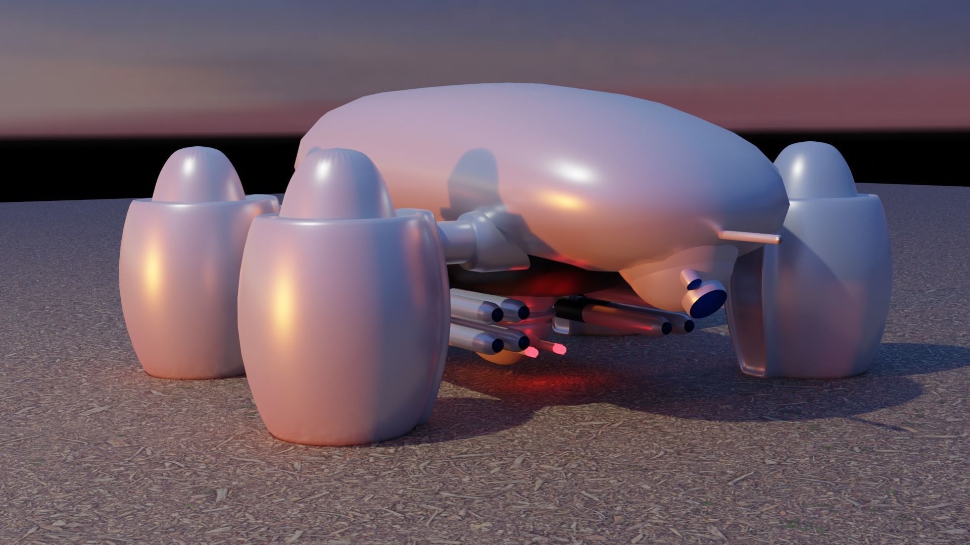 Sci fi attack drone 3D model_7