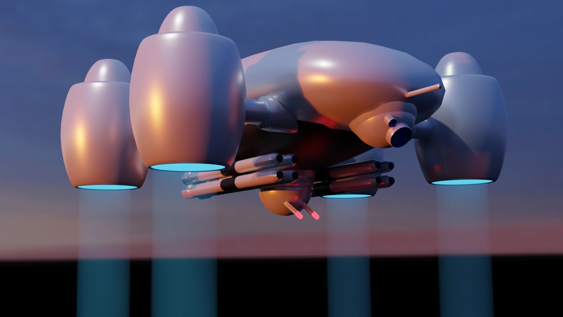 Sci fi attack drone 3D model_6