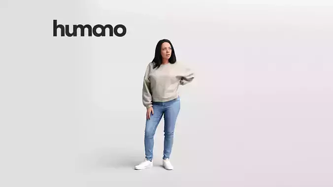 Humano casual black woman standing - blouse and jeans -08045-08