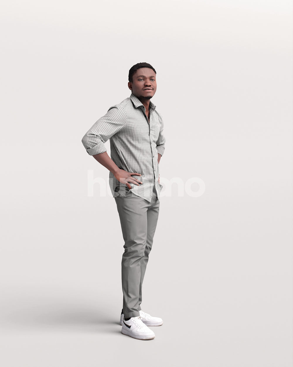 Humano casual black man standing and looking -06449-33 3D model_1