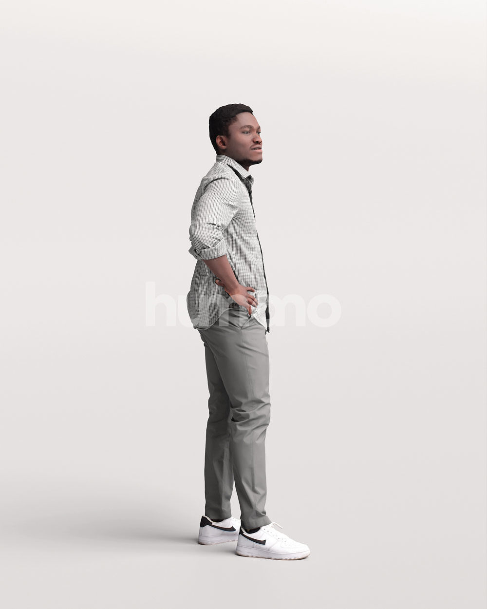 Humano casual black man standing and looking -06449-33 3D model_2