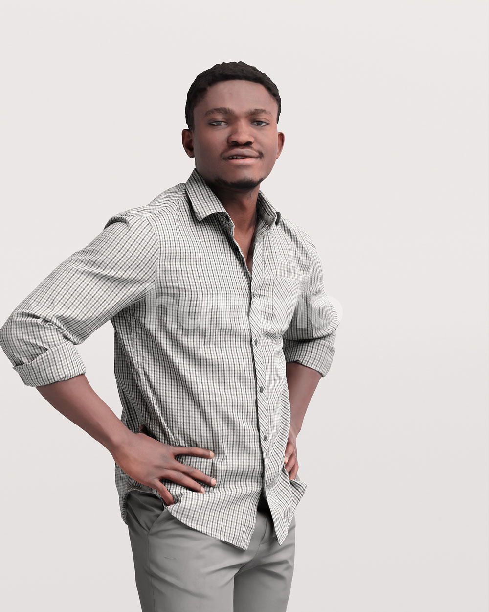 Humano casual black man standing and looking -06449-33 3D model_5