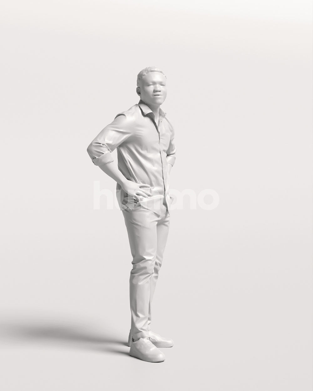 Humano casual black man standing and looking -06449-33 3D model_11