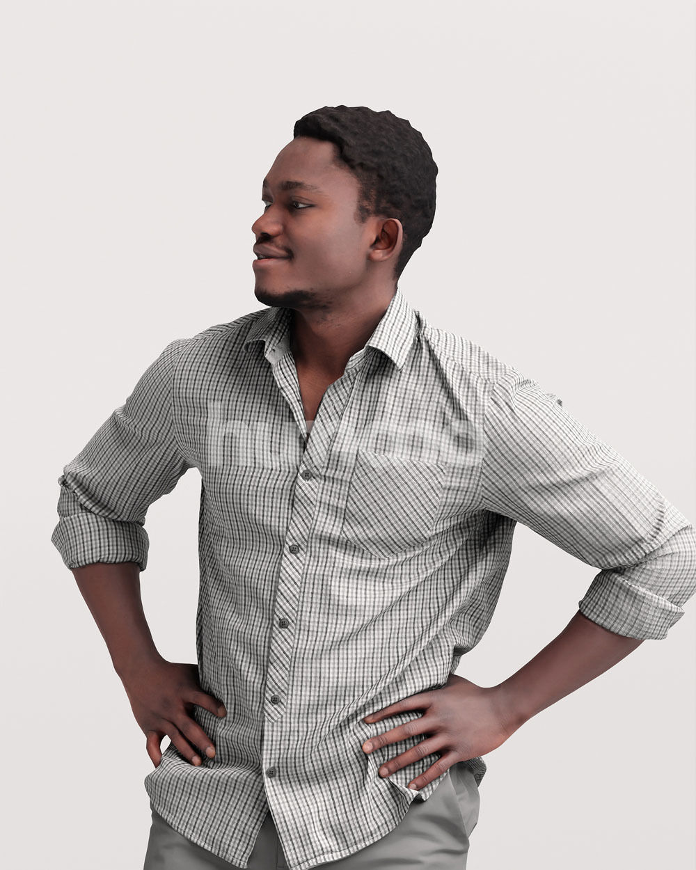 Humano casual black man standing and looking -06449-33 3D model_6