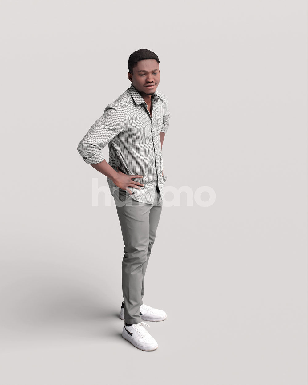 Humano casual black man standing and looking -06449-33 3D model_7