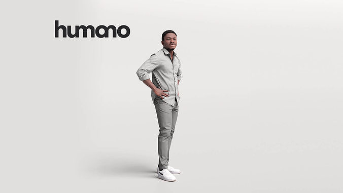 Humano casual black man standing and looking -06449-33 3D model