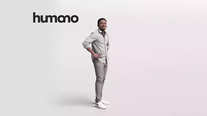 Humano casual black man standing and looking -06449-33 3D model