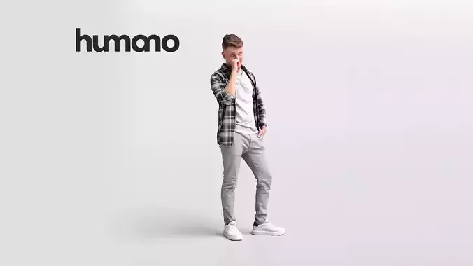 Humano casual man standing and looking - shirt jeans -03418-49