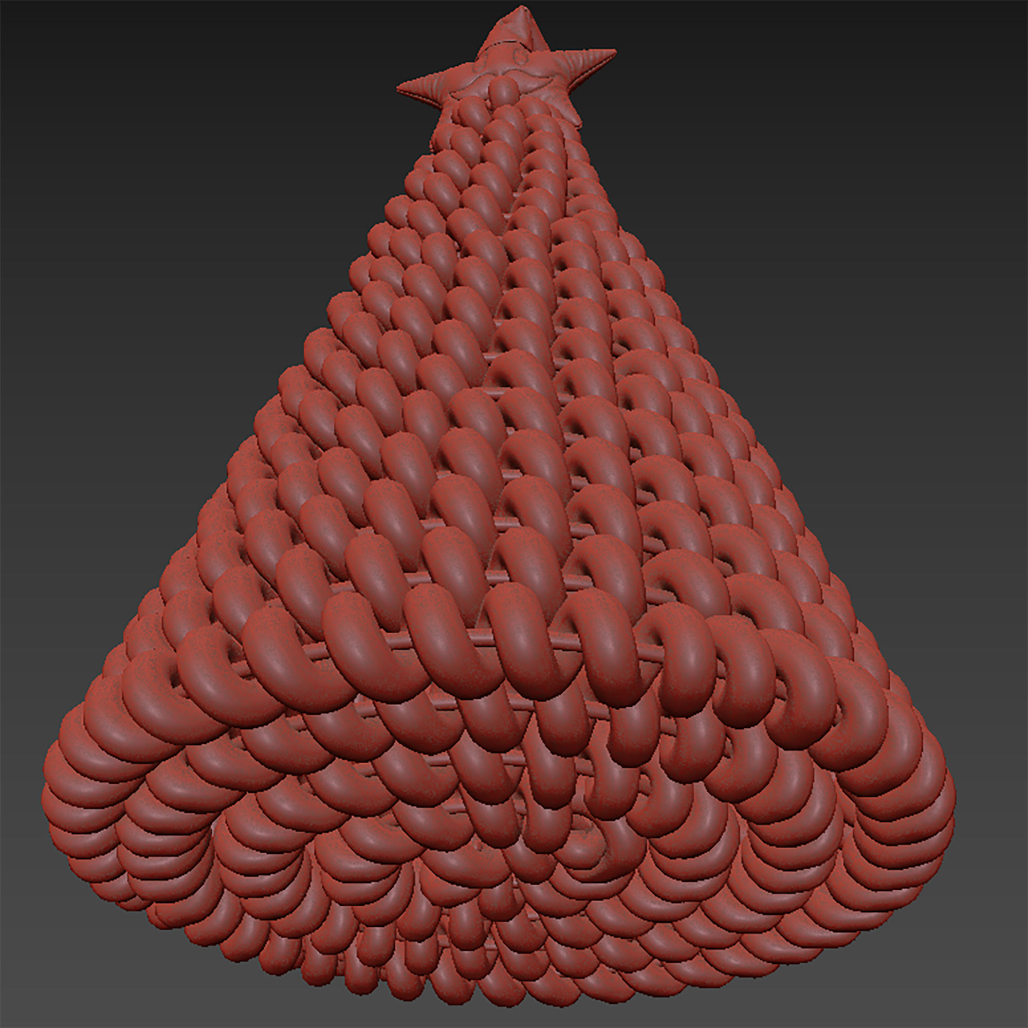 Christmas tree and wooden snowman 3D model_3