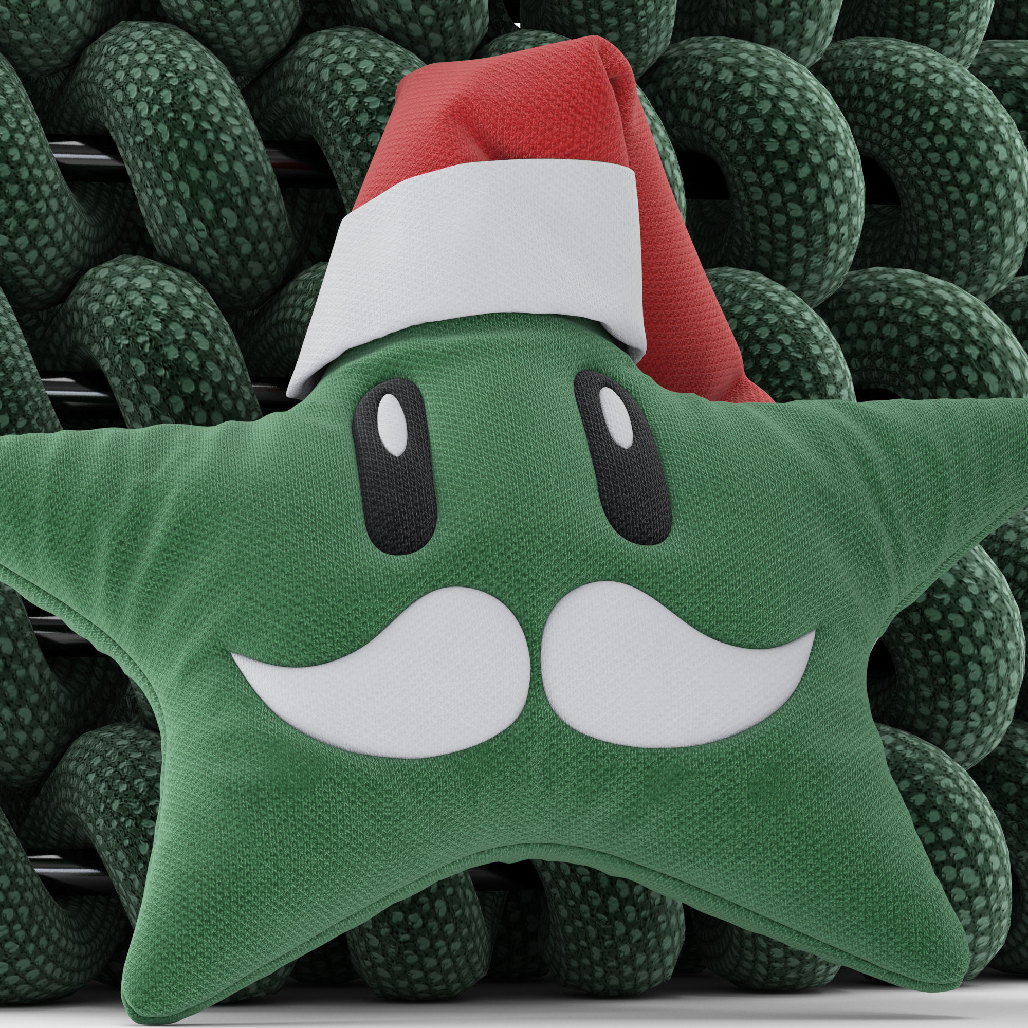 Christmas tree and wooden snowman 3D model_2