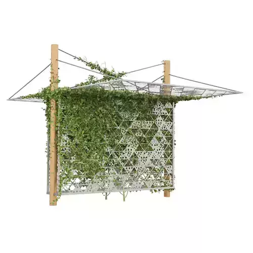 Perforated Panel Shades with Vibrant Ivy Accents 3D model