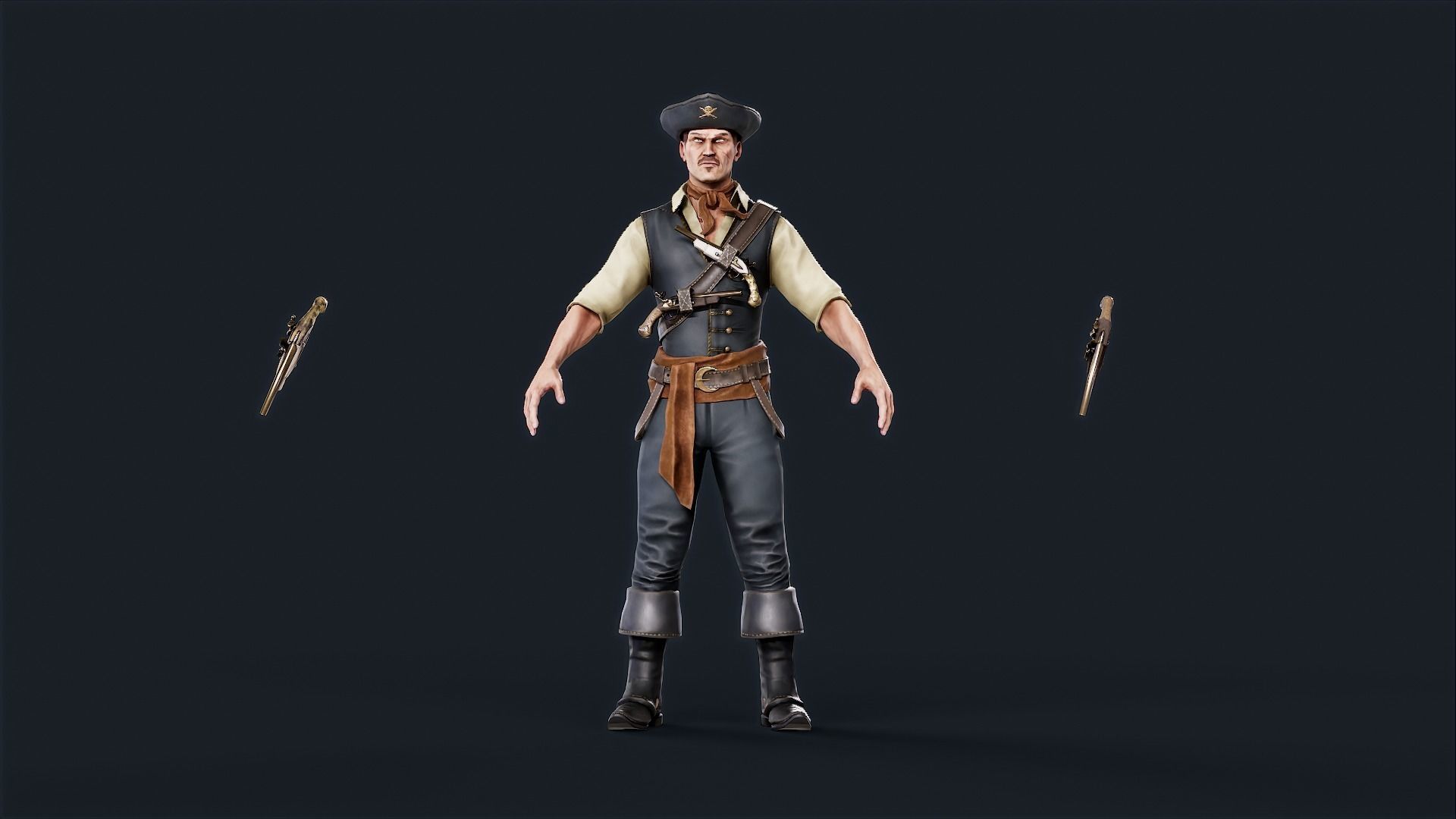 Pirate 9 Low-poly 3D model_8