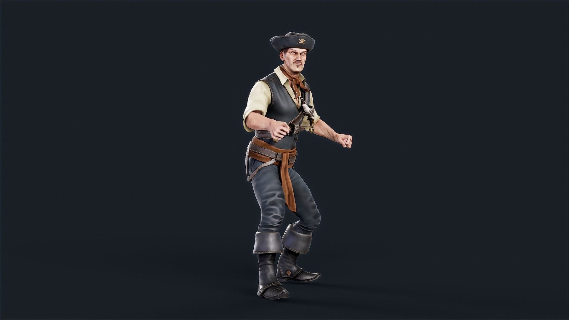 Pirate 9 Low-poly 3D model_6