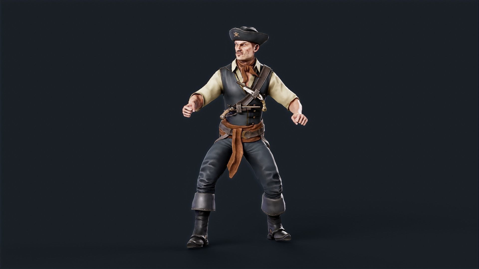 Pirate 9 Low-poly 3D model_5