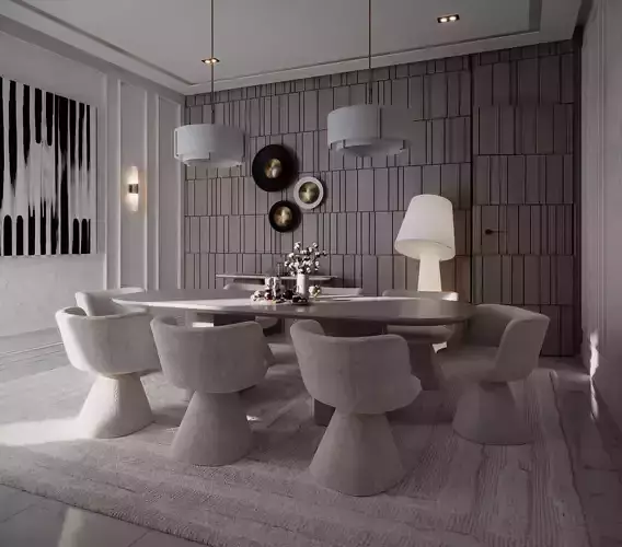 Contemporary Dining Room 3D model
