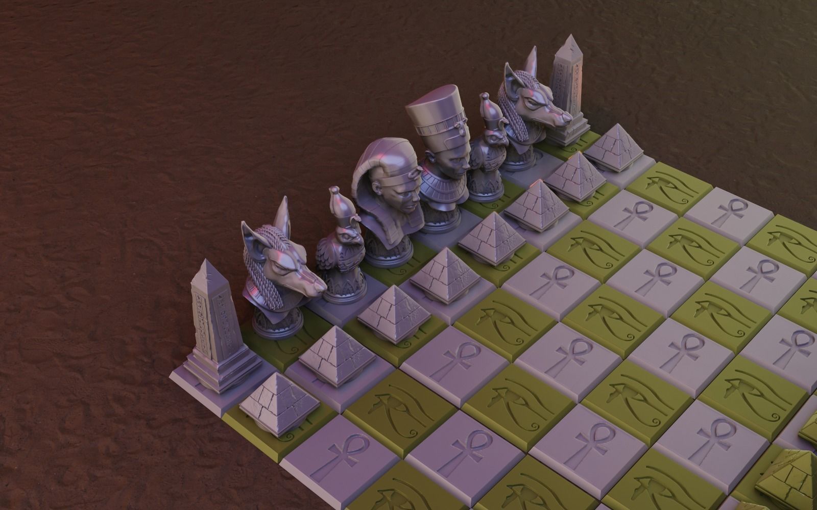 Egyptian chess 3D print model_3