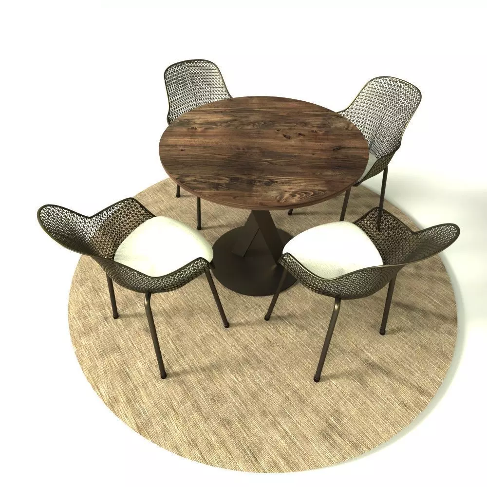 TABLE AND CHAIRS LOW-POLY 3D MODEL Low-poly 3D model