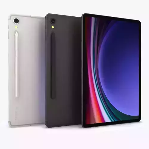 Samsung Galaxy Tab S9 All Colors with S-Pen Low-poly 3D model