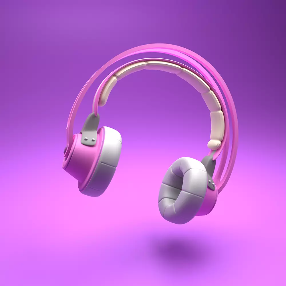Simple Pink Headphone 3D model_0
