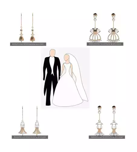 4 Wedding Bridal Gown Diamond Drop Earrings 3dm stl renders 3D Model Collection