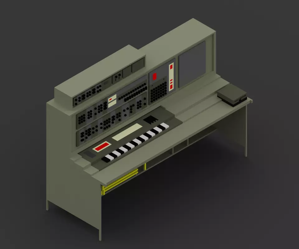 iBM 7094 Replica Vintage 1960s Mainframe computer Low-poly 3D model_0