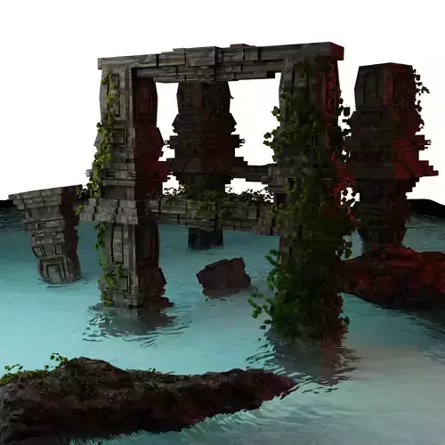 Ancient Ruin architectural Scene Realistic 3d scene