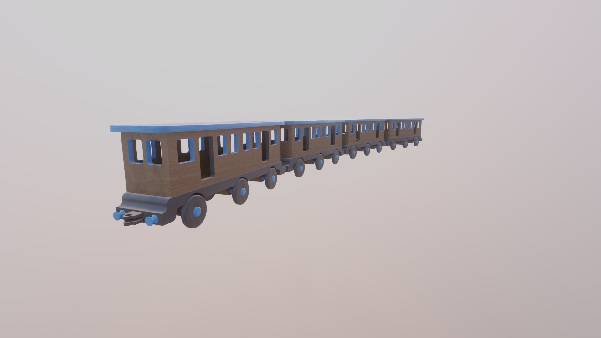 WOODEN LARGE TRAIN CARRIAGE TOYS - RogueFilmProductions Low-poly 3D model_6