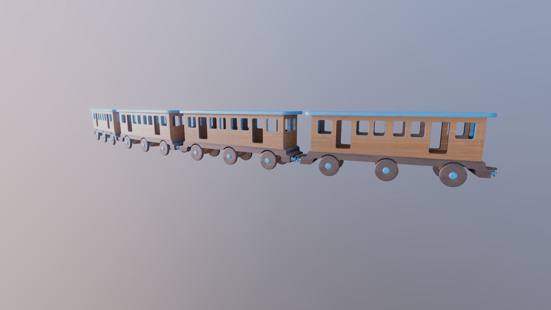 WOODEN LARGE TRAIN CARRIAGE TOYS - RogueFilmProductions Low-poly 3D model_4