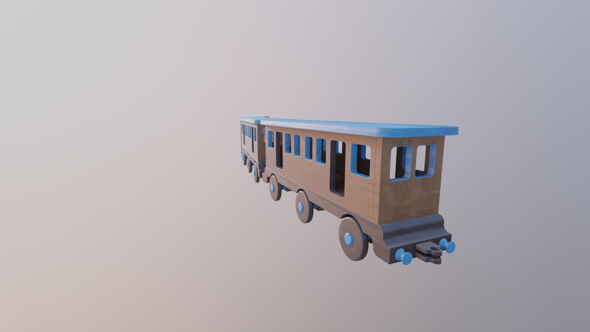 WOODEN LARGE TRAIN CARRIAGE TOYS - RogueFilmProductions Low-poly 3D model_5