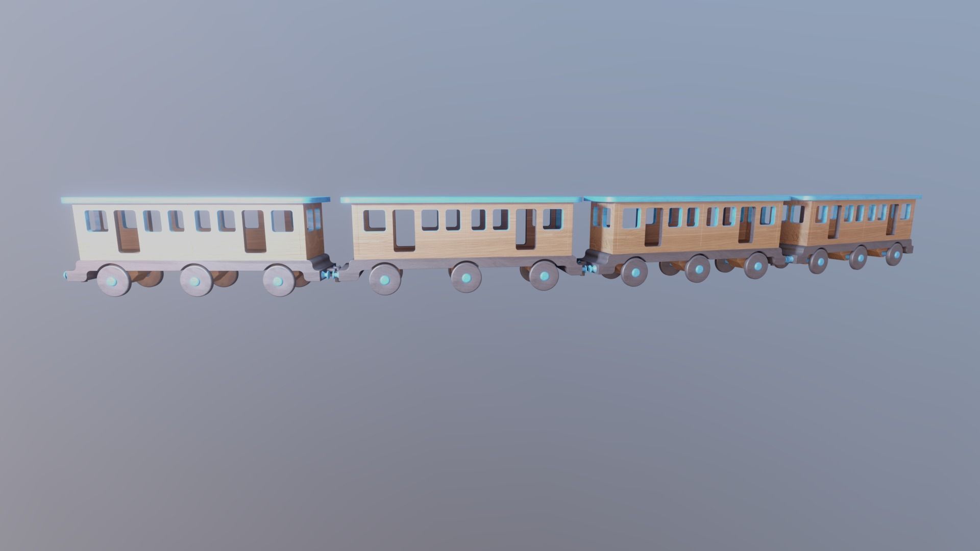WOODEN LARGE TRAIN CARRIAGE TOYS - RogueFilmProductions Low-poly 3D model_3