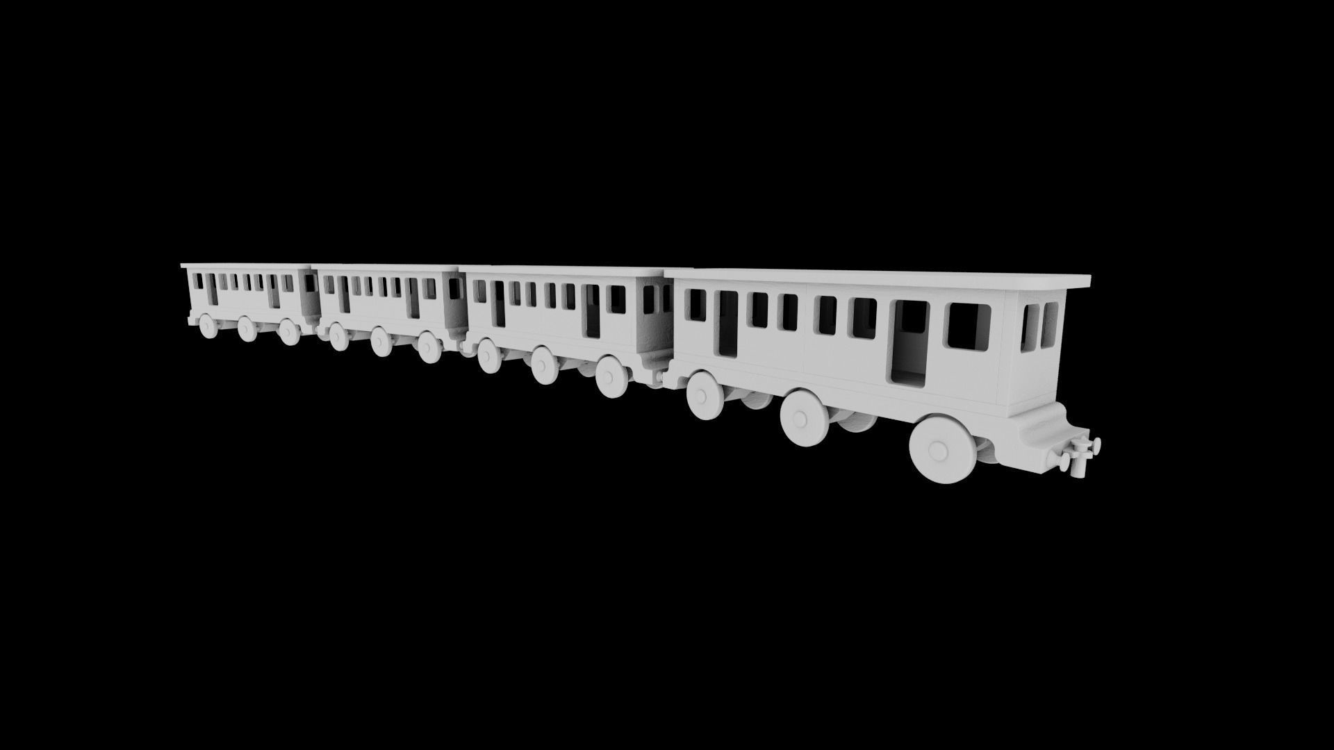 WOODEN LARGE TRAIN CARRIAGE TOYS - RogueFilmProductions Low-poly 3D model_8